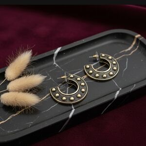Free People Black and Gold Hoop Earrings